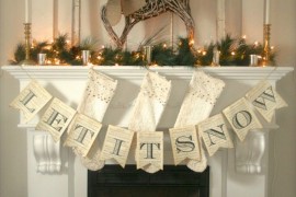 Let It Snow holiday banner on music sheets