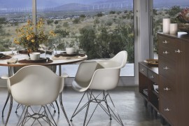 Moulded plastic armchairs