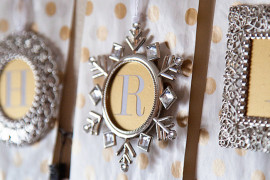 Ornament frames used to create a holiday banner