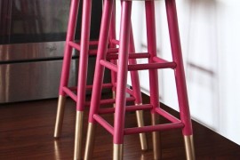Pink and gold painted bar stools