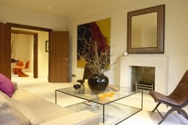 Recessed spotlighting in a modern living room