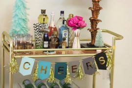 Retro glam holiday bar cart