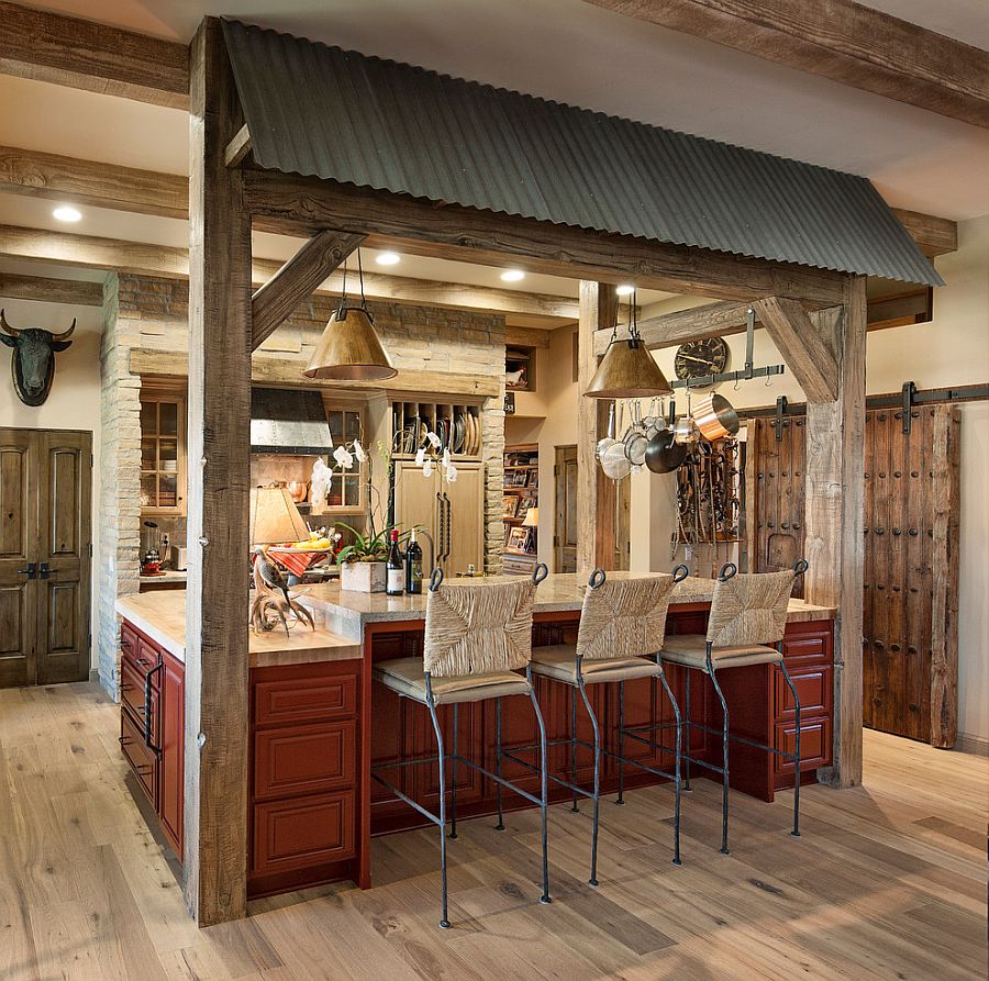 Rustic design elements create a cozy and practical kitchen