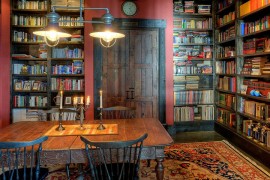 Rustic home office and library rolled into one