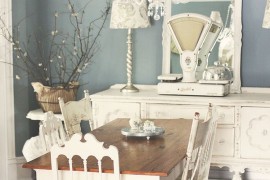 Shale blue from Ralph Lauren in the shabby chic dining space [From: Kasey Buick]