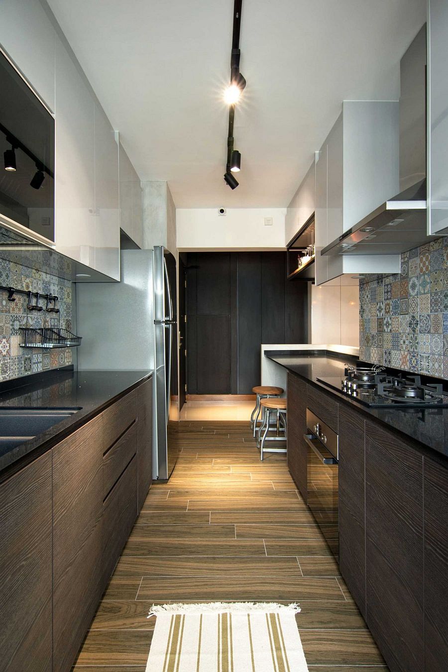 Small contemporary kitchen design inside stylish home in Singapore