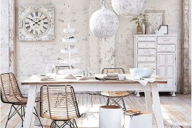 Smart decor choices can turn the dining room into a shabby chic haven even in contemporary homes