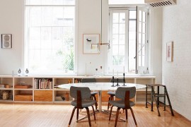 Smart storage and display cabinet for the spaciou dining area in open plan living space