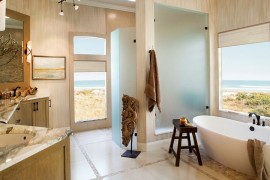 Soaking bathtub and shower shape a fabulous, spa-styled bath