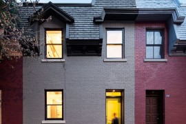 Street facade of the remodeled row house in Canada from the 1880s