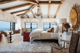 Stunning Mediterranean bedroom with ocean views and custom windows with T-Section and silicone glazing stop