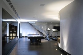Stylish in-floor lighting for the cool basement playroom
