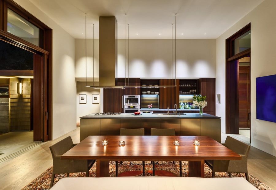 suspended light in kitchen