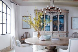 Turn to the ceiling to bring excitement to the shabby chic dining room