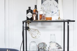 Uncluttered bar cart idea