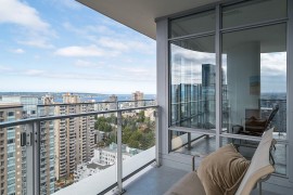 View of the distant port from the lovely, luxurious Vancouver apartment