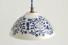 White and blue porcelain pendant from Sue Canizares Ceramics