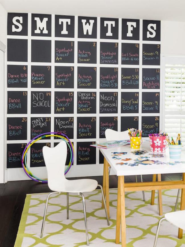 Full wall sized chalkboard calendar