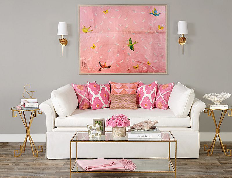 living room accents pink