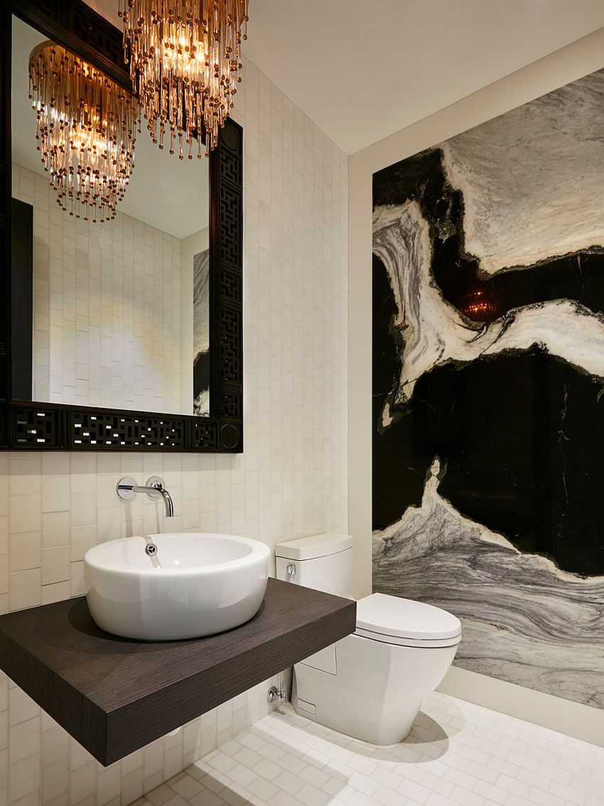 powder rooms chandelier trend always contemporary dazzle adds interior inspiration