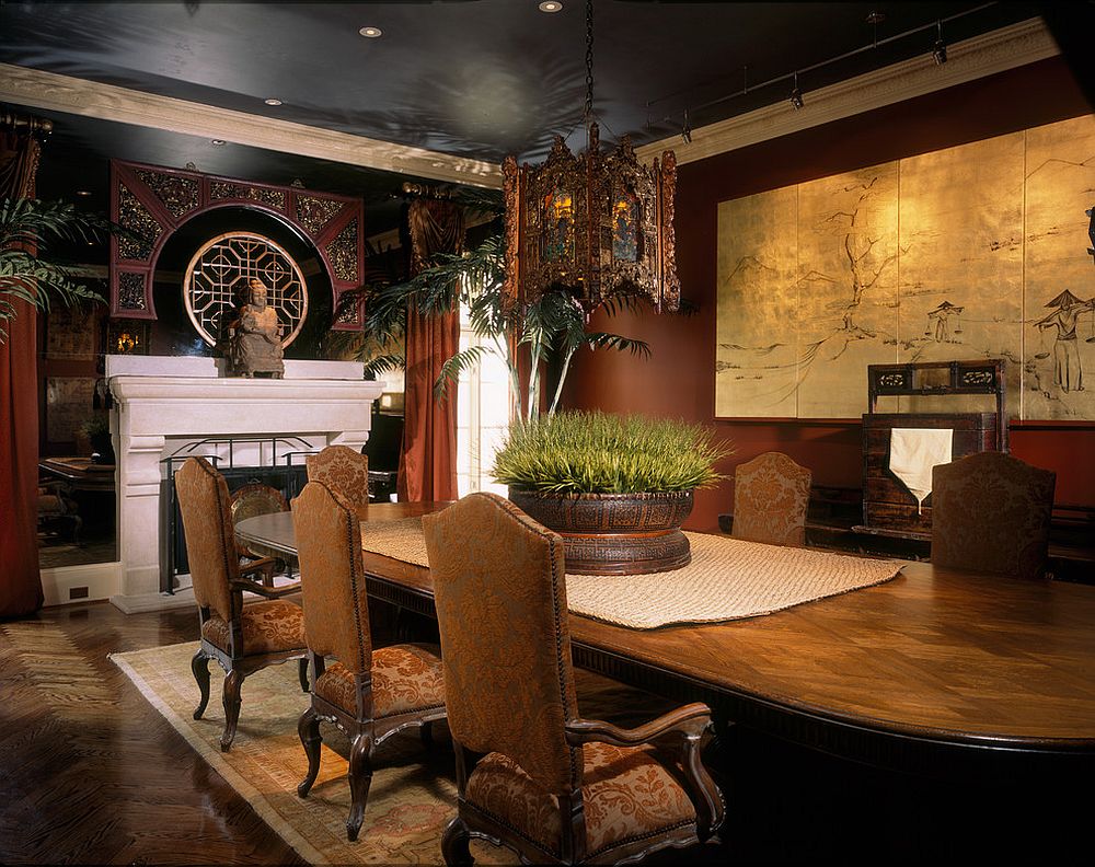 dining room with asian rug