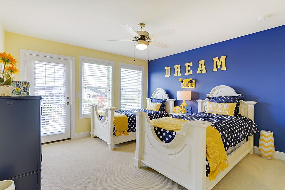 Decorating Bedroom With Yellow And Blue