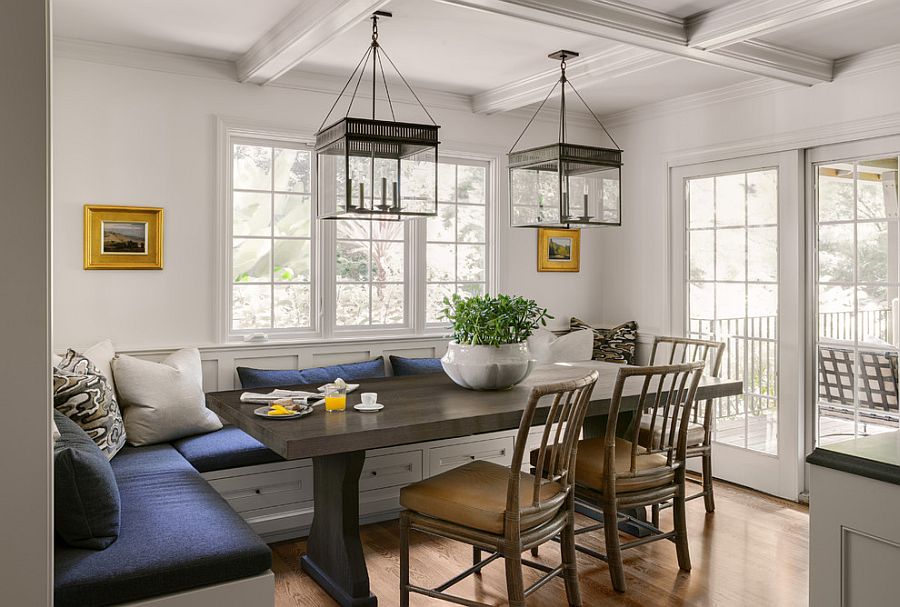Spacious traditional dining room with banquette seating 