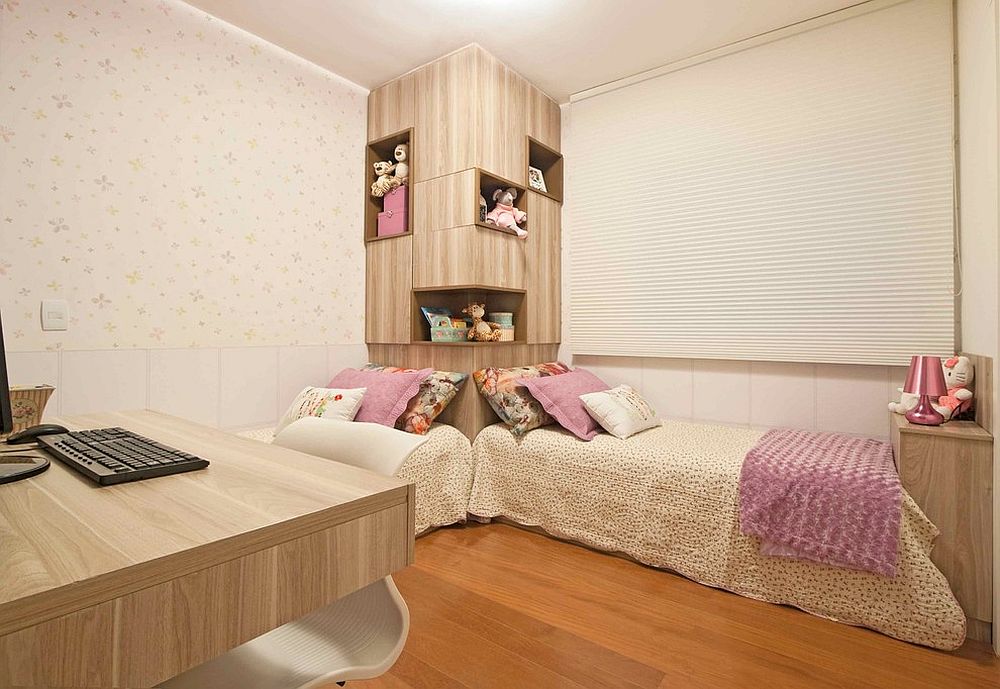 Minimalist Bed In Corner Of Room 