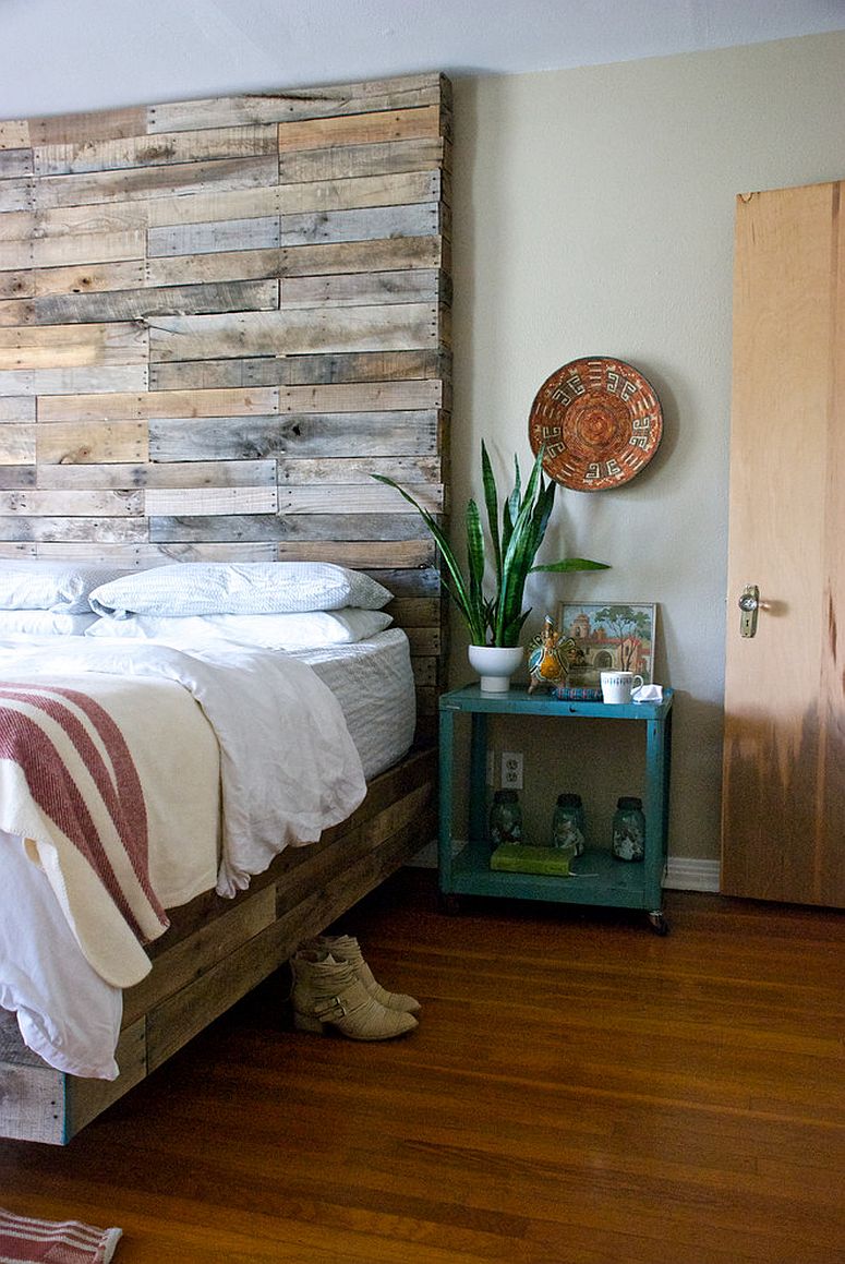 Unique Reclaimed Wood Bedroom for Simple Design