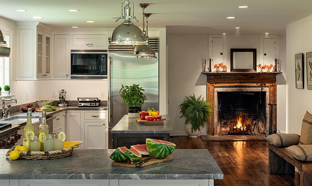 fireplace in kitchen design