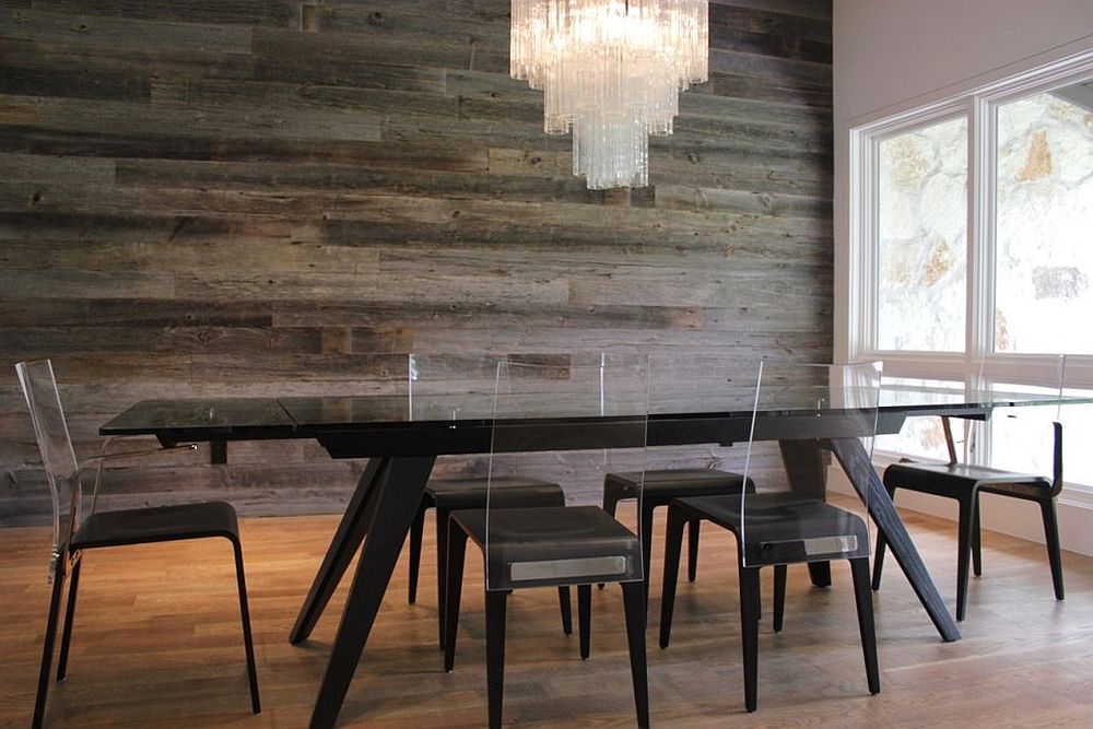 Barn Wood Accent Wall In Dining Room