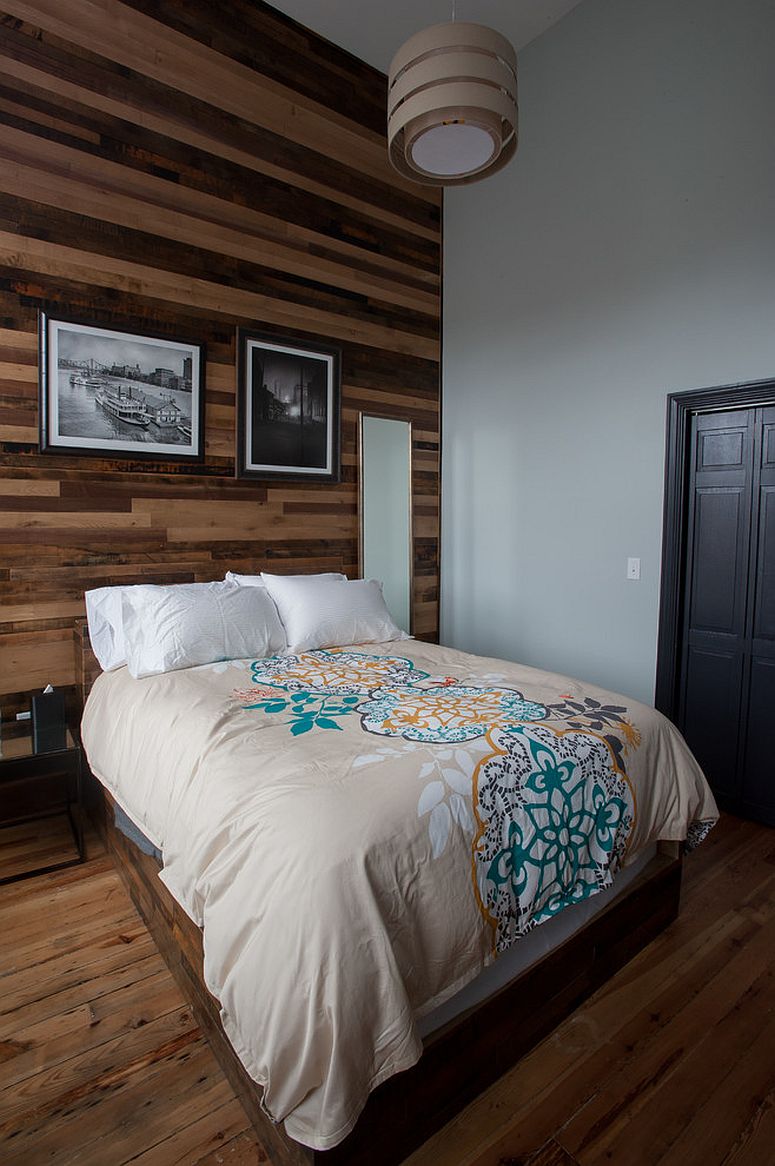 Wood Accent Wall With Artwork
