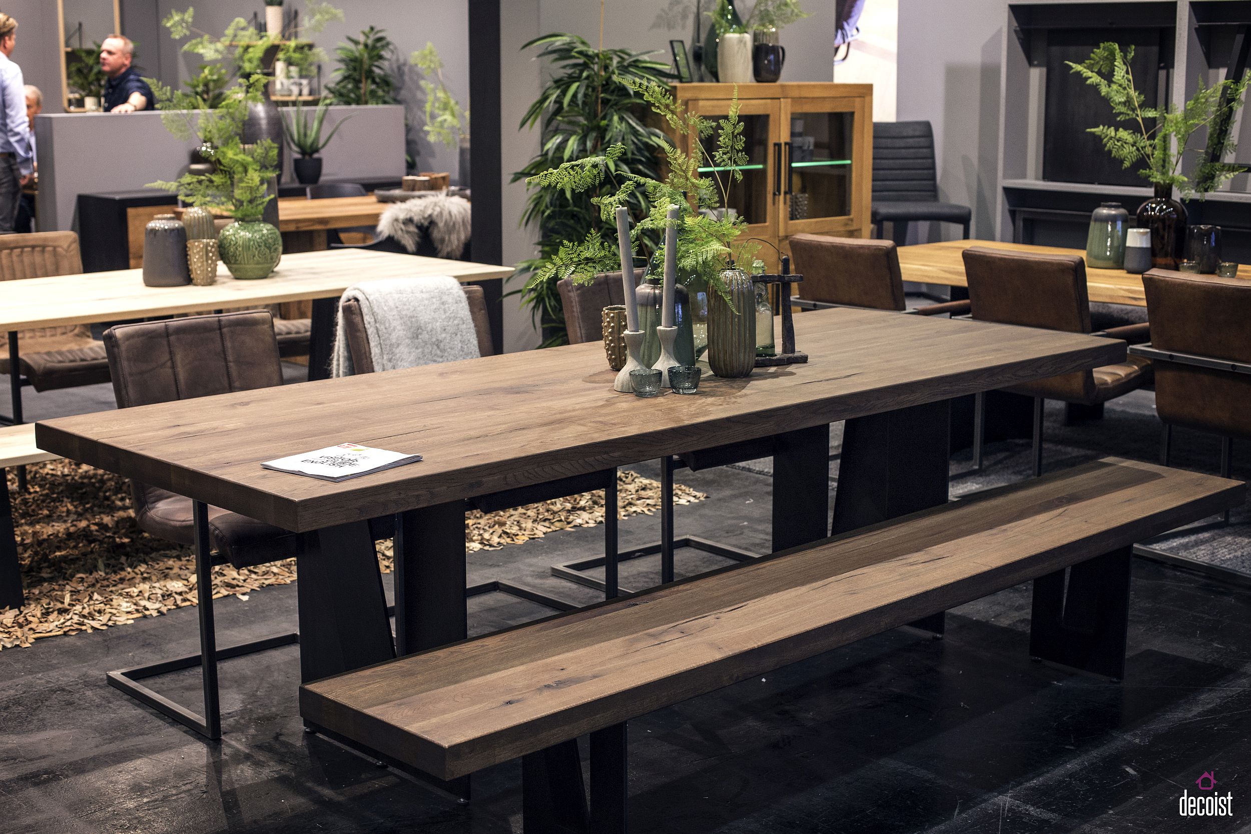 Modern dining table with bench