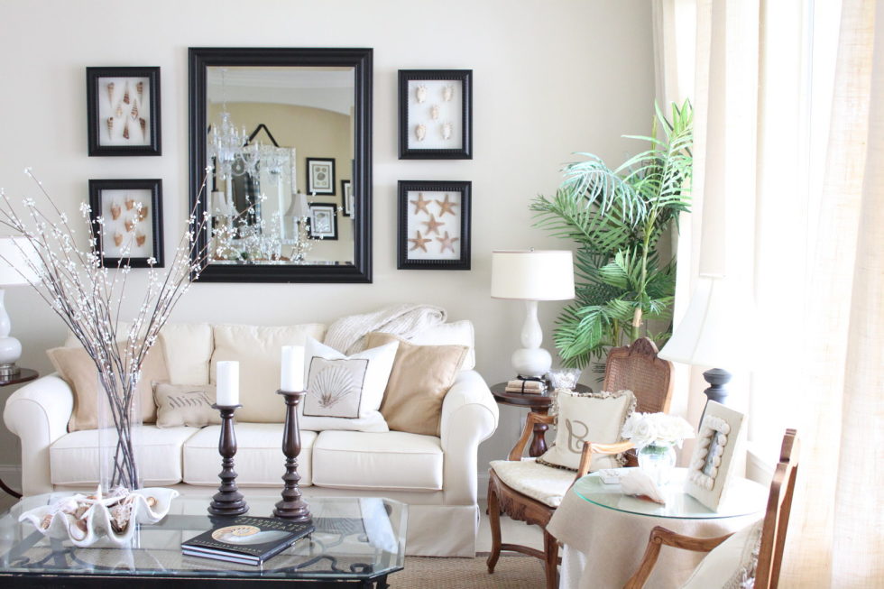 beige black white living room