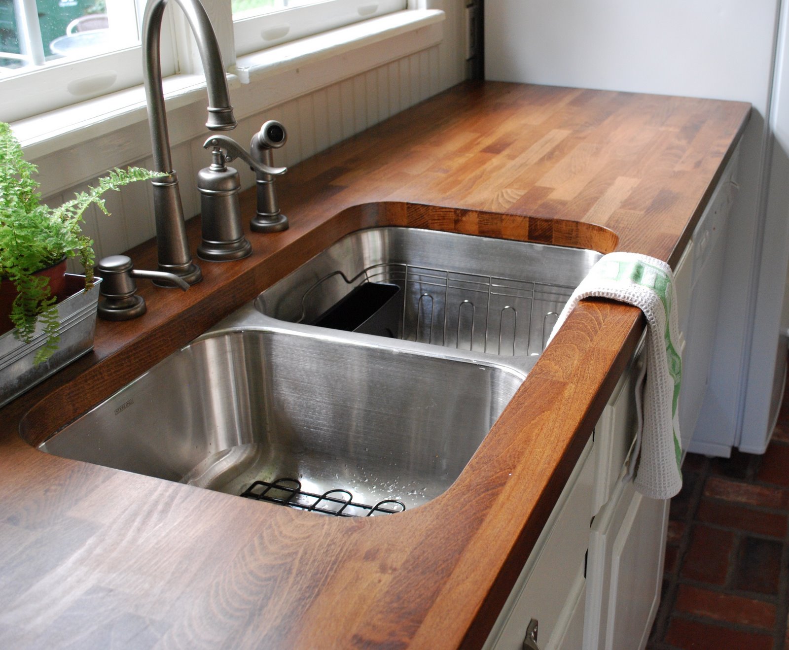 diy wood kitchen counter arpund sink