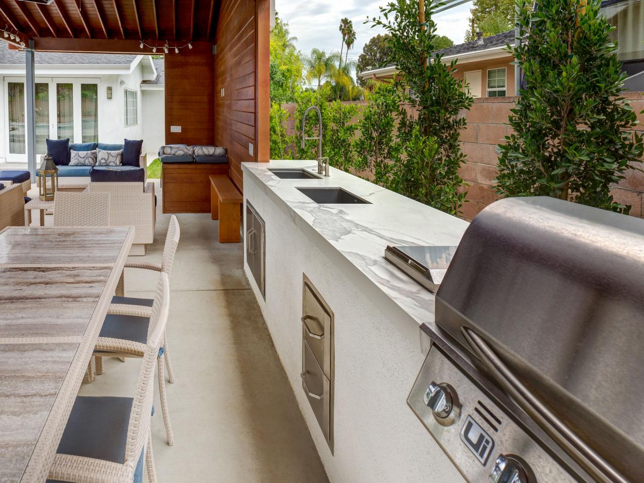 modern outdoor kitchens counter kitchen marble decoist fresh steel backyard