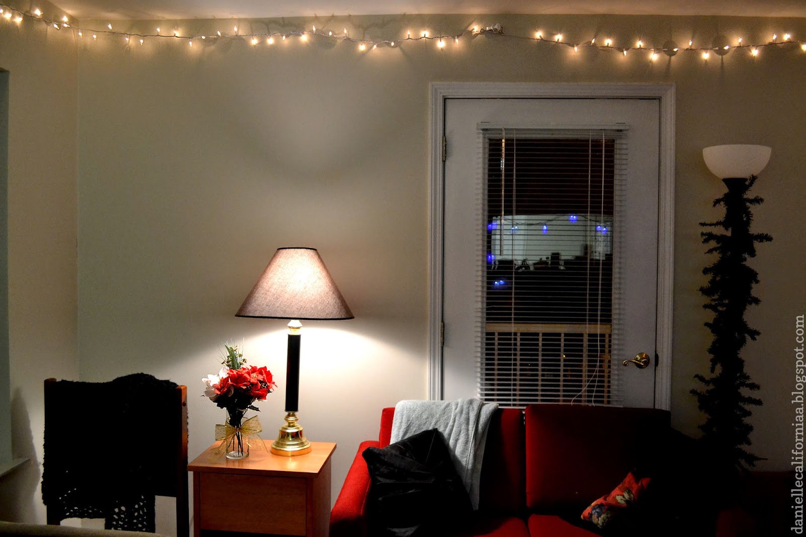 hanging string lights in living room