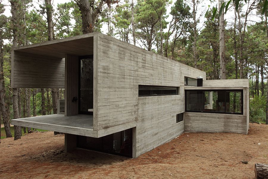 Concrete house in the woods