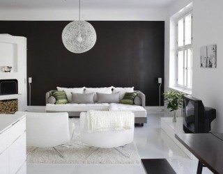black and white open space apartment
