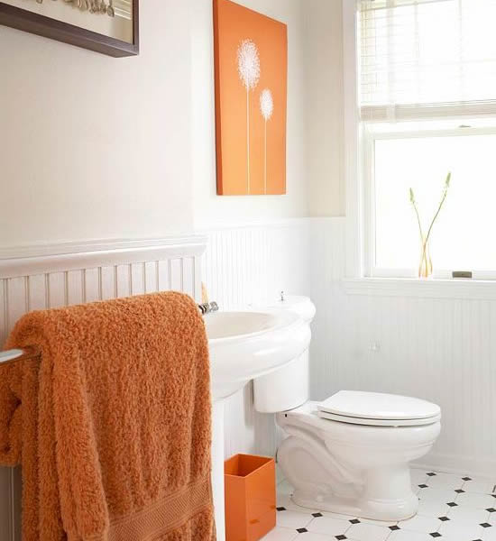 Orange White Sleek Bathroom