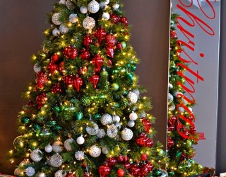 Ornaments decorating Christmas tree