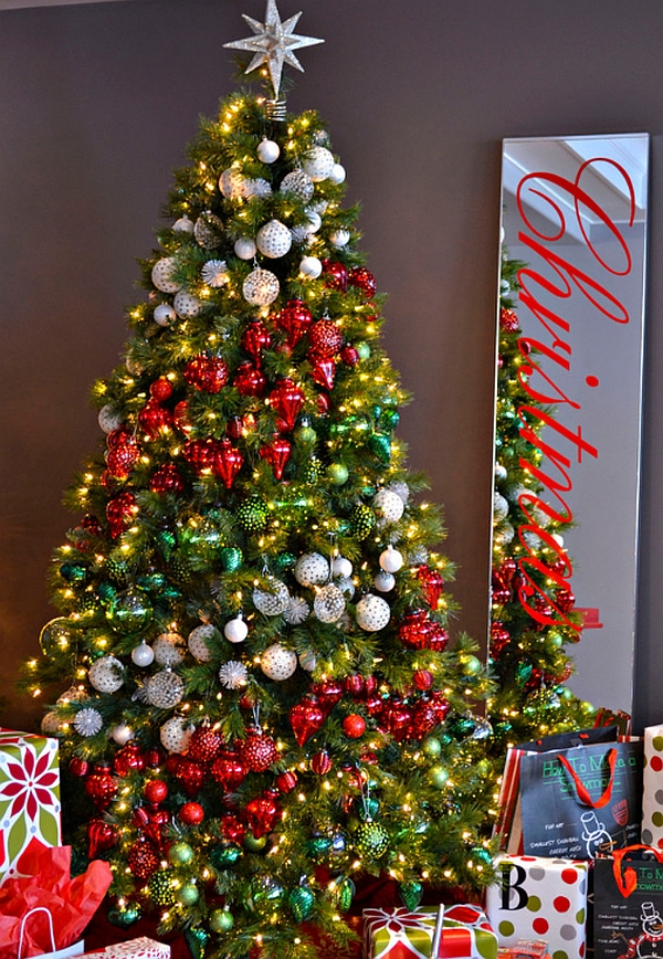 Ornaments decorating Christmas tree