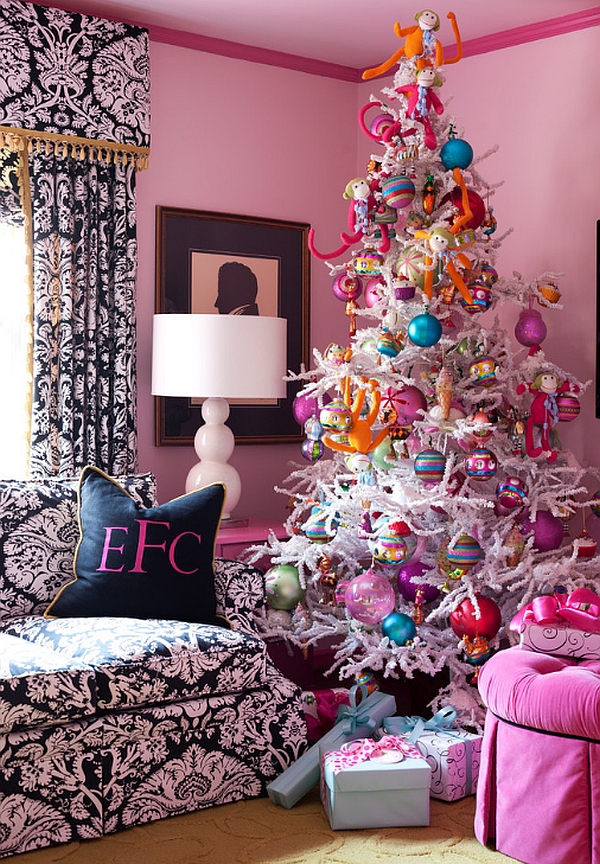 Pink and blue Christmas tree decorations