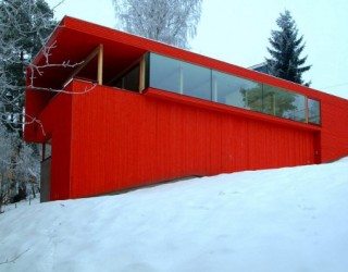 Red House in a Snowy Environment