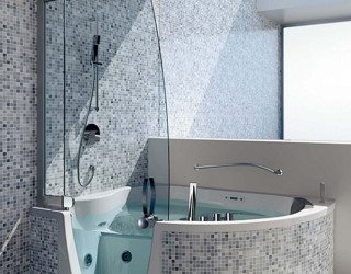 Teuco Corner Whirlpool Shower Integrates Shower With Bathtub