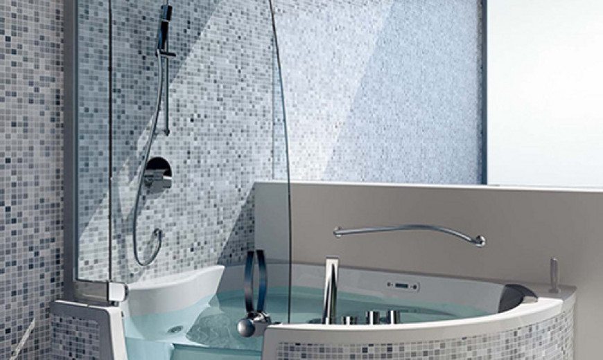 Teuco Corner Whirlpool Shower Integrates Shower With Bathtub