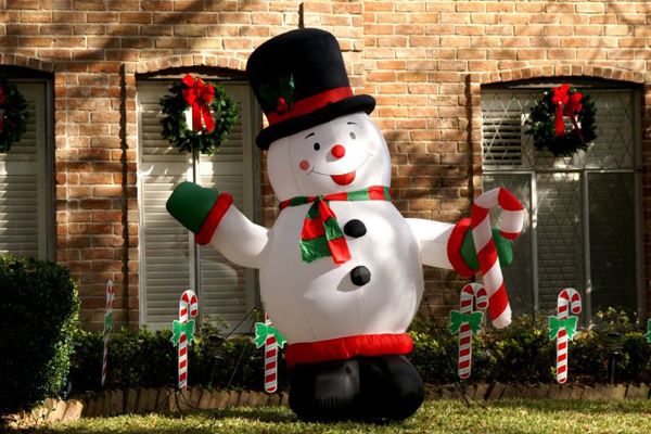 fat inflatable snowman - christmas decorations