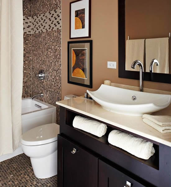 modern brown black bathroom