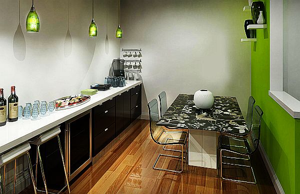 Minimalist green kitchen