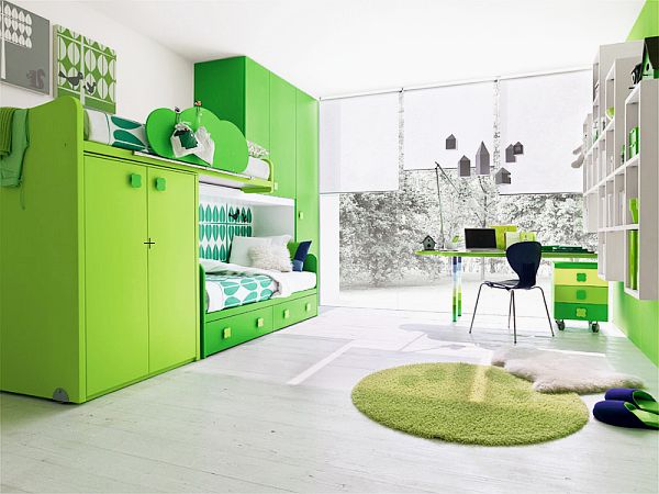 contemporary kids room green